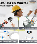 Guide for installing 24 Pack 6 Inch Ultra Thin 5CCT Adjustable LED Recessed Ceiling Lights Canless Low Profile Plug And Play.