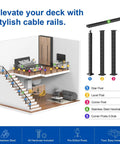36 Inch Cable Railing Corner Post Three Side Drilled Surface Mount End Post For 90 Degree Turns with handrail diagram