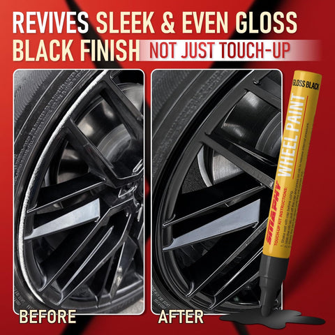 Gloss Black Wheel Scratch Repair Kit For Curb Rash And Scuffs, DIY Alloy Wheel Repair, Rim Paint Pen For Black Wheels.
