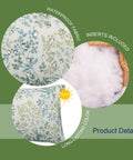 Cross-section view of pack of 2 12x20 patio lumbar pillows waterproof outdoor cushions with inner fill cozy fade resistant decorative garden cushions for patio terrace and outdoor sofa use.