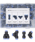40 Piece Pneumatic Fitting Kit With Splitter Tee And Elbow Straight Connectors For Pu Nylon Pipe Air Tools DIY Shop Gear That Hits The Spot For Smooth Systems, 1/4in