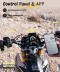 Control panel of Power Packed 3500W Peak Electric Dirt Bike for Teens and Adults with TFT display and smartphone app