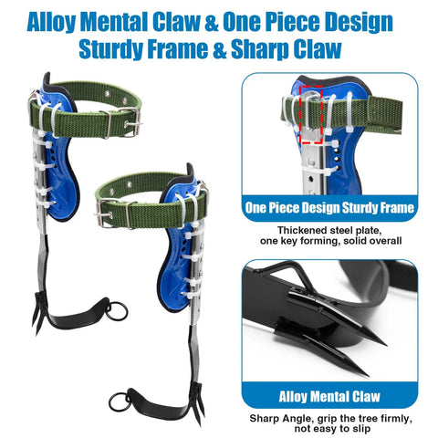 Tree Climbing Spikes Set With Adjustable Climbing Belt For Outdoor Work Fruit Picking And Tree Maintenance with alloy claws.