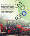 Boom And Bucket Cylinder Seal Kit For Loader And Backhoe Attachments LA513 LA514 LA524FL LA525 LA525FL LA526 LA555 And Tractor Models L2501 L3301 L3901 Built Tough High Strength Rubber Seals For Heavy Duty Performance, shown with Kubota tractor