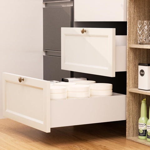 Undermount Soft Close Drawer Slides for Face Frame Cabinets, Full Extension with 3D Locking, Rear Mount Brackets, installed view