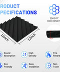Top Shelf Heavy Duty 48 Pack Sound Proof Foam Panels High Density Acoustic Wedge Tiles For Wall Decor Noise Cutting, 12 inch