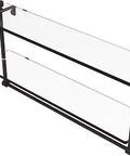 Foxtrot Collection 22 Inch Two Tier Glass Towel Bar Shelf With Three Eighths Inch Tempered Glass, Antique Bronze Finish