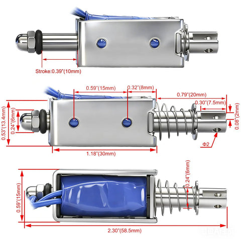 Powerful DC Solenoid Electromagnet For No Fuss Quick Push Pull Actuation, 12V 1.7A, 10mm Stroke, Initial Force 0.5N, Max Keep Force 5N