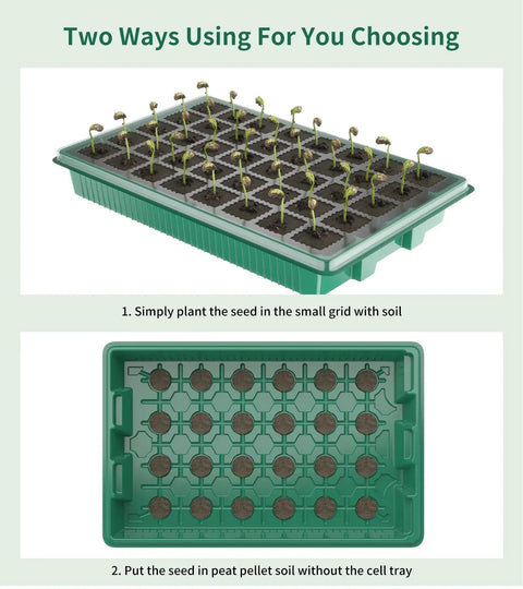 80 Cell Seedling Starter Tray With Grow Light And Humidity Dome Reusable Indoor Seed Germination Kit with green base