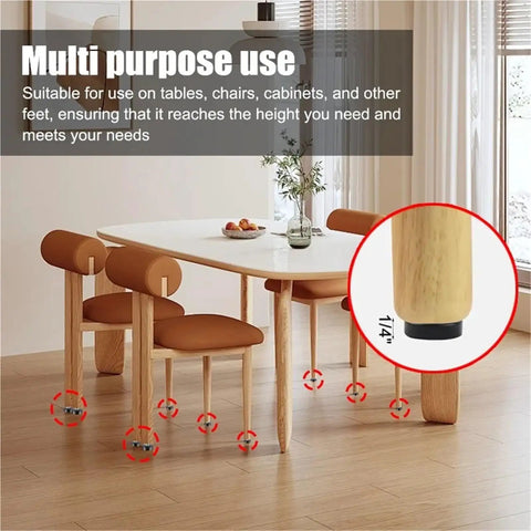Dining table with brown chairs using Adjustable Furniture Leveling Feet Set For Sofa Bed Table And Cabinet, Heavy Duty ScrewIn Leg Levelers