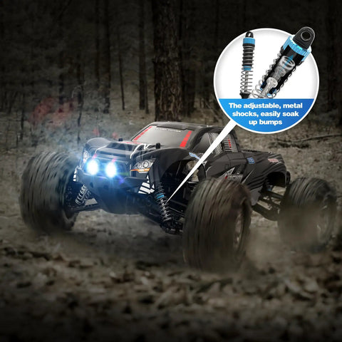 1 To 10 Scale RC Monster Truck With 4x4 All Terrain Off Road Wheels Waterproof Electric RC Car With LED Lights in forest