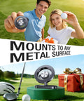 Must Have Magnetic Golf Cart Phone Holder For MagSafe Mount With 22 N55 Neodymium Magnets shown in golf course setting with gifts