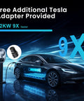 Level 2 EV Charger With 48 Amp 240V NEMA 14-50 Plug Charges Your Daily Driver Dead Fast, showing Tesla adapter and charger.