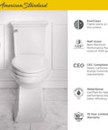 Heavy Duty Two Piece Elongated Toilet Featuring Reliable Powerwash Rim And Comfort Height Design For No Fuss Daily Refresh In Pristine White Porcelain, viewed front.