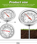 Pro Grade Extendable 39.4 Inch Compost Thermometer With Stainless Steel Stem, Waterproof Soil Temperature Gauge for Celsius and Fahrenheit Readings, Heavy Duty Deep Pile Monitoring, Includes Composting Temperature Guide, Durable Garden Tool. 2in dial and 39.4in stem shown