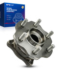 Front view of Rear Wheel Bearing And Hub Assembly For Nissan Pathfinder 2005 2012 And Armada 2005 2008 1Pc Wheel Bearing 6 Lugs Replacement Fits Right In And Eliminates Wheel Play with packaging