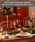 12 Pack Mini Lanterns With Flickering LED Candles, 6 Inch Vintage Western Lanterns on festive dinner table setting