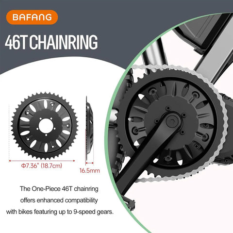 46T sprocket in Mid Drive Chainring Kit For BBS01 BBS02 BBSHD 44T 46T 42T Offset Sprocket For Ebike Conversion