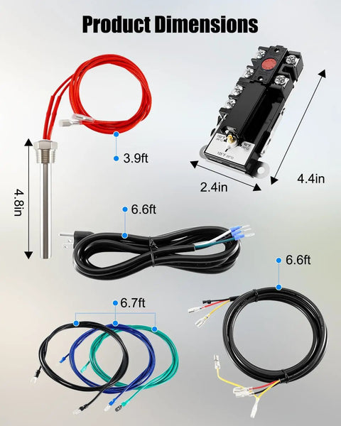 Components of RV Water Heater Electric Conversion Kit 120V 6 Gallon Hybrid Heating System Converts LP Gas To Electric, Easy Install.