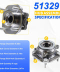 Diagram of Front Wheel Bearing Hub Assembly 4 Lug For Nissan Sentra 2007 2012 Front Axle 2.0L Only Part 513297 with dimensions.