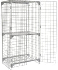 Built Tough Commercial Wire Mesh Security Locker With Heavy Duty Double Doors Premium Adjustable Shelf No Sweat Setup Hella Secure Latch For Shop Warehouse In Durable Gray, 72 inch tall wire mesh cabinet with double doors.