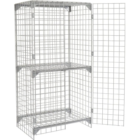 Built Tough Commercial Wire Mesh Security Locker With Heavy Duty Double Doors Premium Adjustable Shelf No Sweat Setup Hella Secure Latch For Shop Warehouse In Durable Gray, 72 inch tall wire mesh cabinet with double doors.