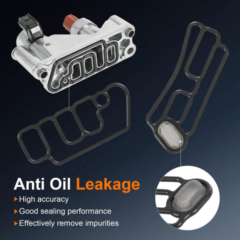 Close-up of Beefed Up VTEC Solenoid Gasket Filter Kit for Acura RDX and Honda Accord Crosstour with sealing design shown.