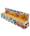 Side view of Mini Ceramic Flower Bus Grow Kit Four Pack With Colorful Retro Bus Planters And Seeds Daisy Cosmos Calendula Coneflower