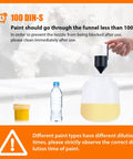 Hand holding viscosity cup with paint for Power HVLP Paint Sprayer With 3 Spray Patterns And 4 Nozzle Sizes, 450W Electric Sprayer Gun