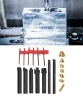 Heavy Duty Hilitand Lathe Turning Tool Kit With 1/2 Inch Shank And Seven Indexable Carbide Inserts for precise machining tools.