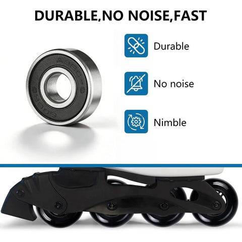 Inline Skate Wheels 64mm 70mm 72mm 76mm 80mm Set With ABEC 9 Bearings For Indoor And Outdoor Use, showing bearing and skate frame