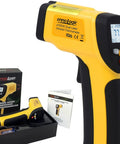 Dual Laser Infrared Temperature Gun With NIST Certificate, Non-Contact Digital Surface IR Thermometer Ranging From 58 To 1202 Fahrenheit, Built Tough, Pro Grade Accuracy, Workhorse For HVAC, Automotive, And Industrial Use, with box and manual