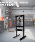 6 Ton Hydraulic Shop Press With Heavy Duty H Frame For Bearing Installation And U Joint Press in a garage setting