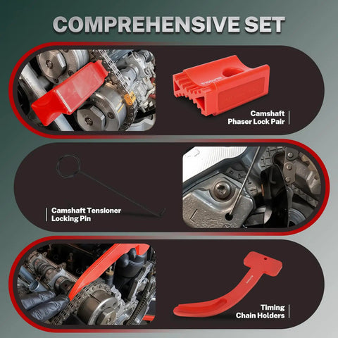 3.6L Pentastar Timing Tool Kit With Cam Phaser Locking Tools For VVT Engines, DIY Friendly, Camshaft Phaser Lock Pair