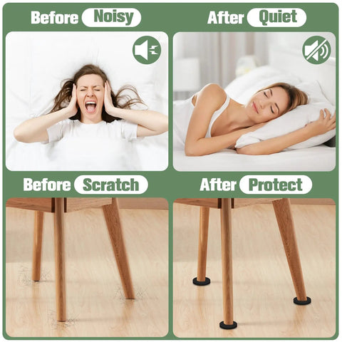 Before and after images showing the effects of Heavy Duty Neoprene Foam Sheet for soundproofing and floor protection.
