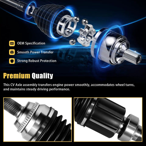Rugged Front CV Axle Shaft Assembly Pair Compatible With Toyota Sienna 2011 To 2016 2.7L And 3.5L V6 Fwd close-up view showing features.