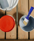 2 Inch Adjustable Angled Paint Brush For Fine Detail And Corners, Synthetic Bristles For Walls, next to paint cans and roller