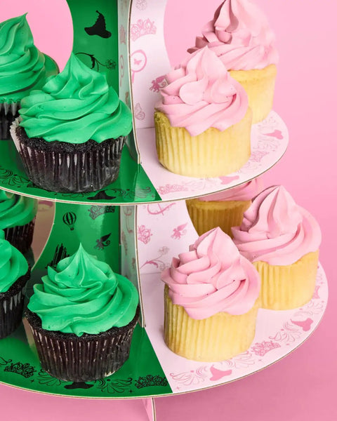 Pink And Green Witch Cupcake Tower 3 Tier Party Ready Birthday Dessert Display Stand For Girls Party Decor Kids Wizard