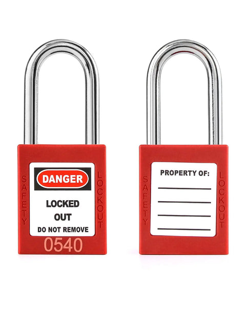 Red Lockout Safety Padlocks Set Of 2 With 4 Keys One Worker One Lock One Key Policy Writable Label Non Conductive Thermoplastic