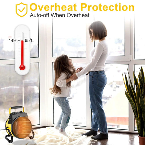 1500W Portable Garage Heater With Lightning Fast Heat In Three Seconds Overheat Protection Indoor Outdoor Space Heater
