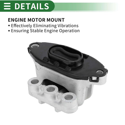 Heavy Duty Engine Motor Mount Straight Bolt On Replacement For Buick Encore 2013 To 2022 And Chevy Trax 2015 To 2022 showing black rubber and silver steel.