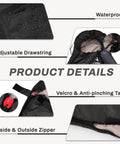 All Season Portable Sleeping Bag For Adults Teens And Kids Waterproof Lightweight with drawstring, zipper, and Velcro details