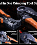 Ultimate Ferrule Crimping Tool Kit For Pros With Wire Stripper And 1265 Pcs Connectors Including Single Twin Terminals AWG 28 To 5 For Solid Heavy Duty Electrical Wiring Projects That Are Super Easy To Use. All in one crimping tool set, AWG 24-10 wire stripper and AWG 28-5 crimper