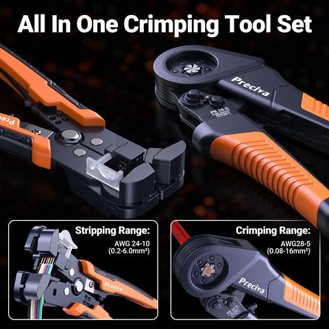 Ultimate Ferrule Crimping Tool Kit For Pros With Wire Stripper And 1265 Pcs Connectors Including Single Twin Terminals AWG 28 To 5 For Solid Heavy Duty Electrical Wiring Projects That Are Super Easy To Use. All in one crimping tool set, AWG 24-10 wire stripper and AWG 28-5 crimper