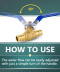 100-Pack 1/2 in Pex A Ball Valve Shut Off Blue Lead-Free Brass, NSF ANSI 61 Safe For Potable Water, Withstand Up To 600 PSI WOG, Built Tough for Home Or Commercial Plumbing, 90-degree handle view