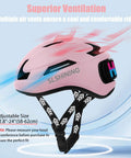 Women's LED Bike Helmet Go-To With Turn Signals And Brake Light, side view in pink, showing ventilation and adjustable strap.