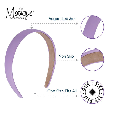 One Inch Vegan Leather Headband For Women Non Slip Hair Band Black Game Changer Wrap, non-slip lining detail.