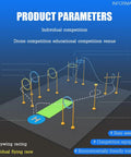 Diagram of Drone Obstacle Course Kit For RC FPV Racing Portable Loop Gate Set with labeled components and dimensions.