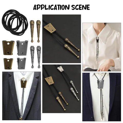 Six Pack Bolo Tie Tips Replacement For DIY Crafting, Zinc Alloy Rope End Caps, 5.5mm Diameter Carved Cord Ends For Leather Neckties, Vintage Western Style, Durable End Caps, 6 Count on bolo ties
