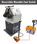 Top Tier Badass Electric Hydraulic Roll Bender with movable foot switch for precise metal tube forming and heavy duty pipe rolling.